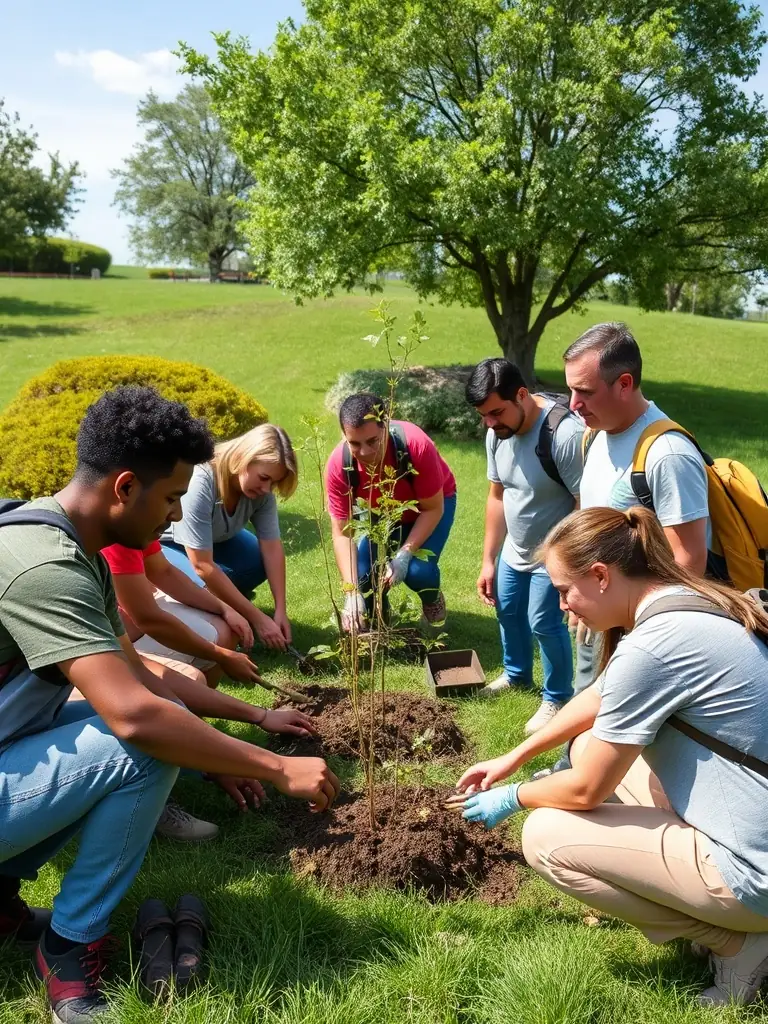 An image of a group volunteering at a local community event, emphasizing TEAM C's commitment to social responsibility and community support.